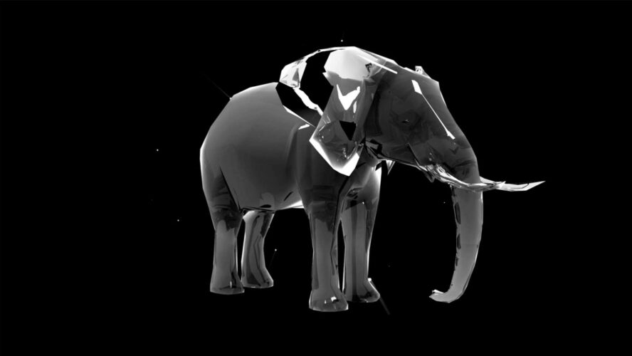 Liquid_Geometry_Statue_Isolated_on_Black_Background_Video_VJ_loop Elephant