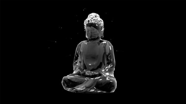 Liquid_Geometry_Statue_Isolated_on_Black_Background_Video_VJ_loop Budha
