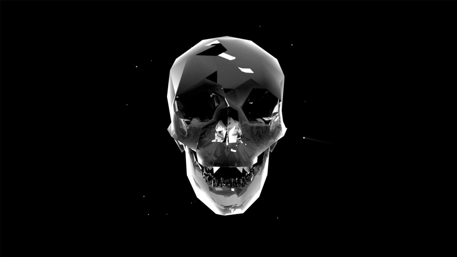 Liquid_Geometry_Statue_Isolated_on_Black_Background_Video_VJ_loop Skull