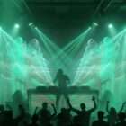 Space Jade VJ loop with green cosmic light effects