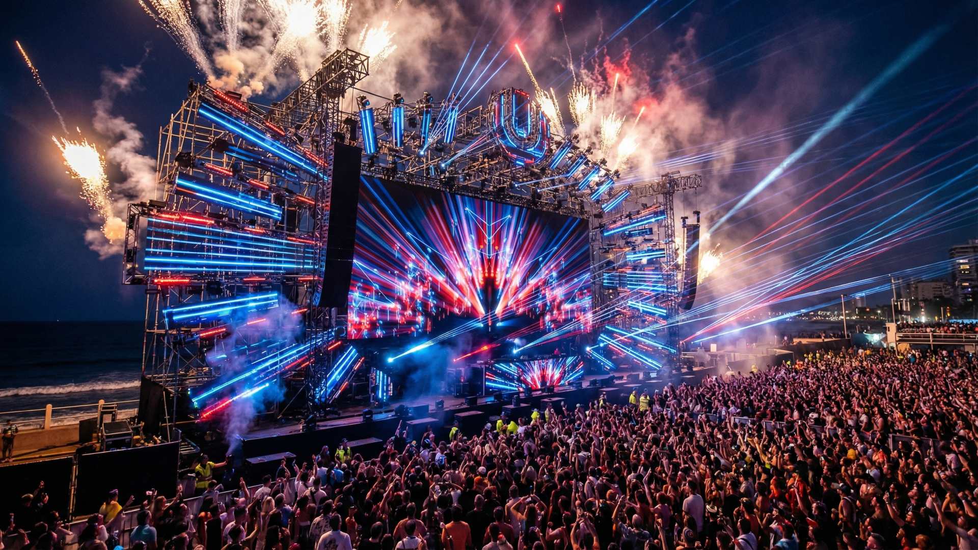 Strobing Wireframe VJ loop with flashing grid structure