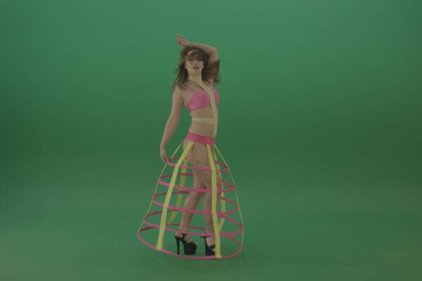 Green screen dancing go-go girl