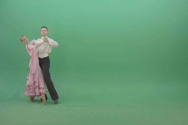 ballet dancers performing on green screen for video editing