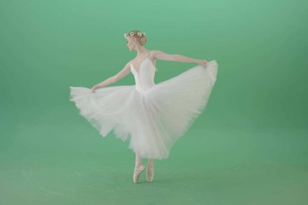 slow graceful dance movement on chroma key background