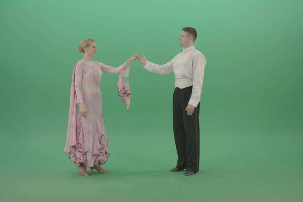graceful ballroom dancers on green screen 4k