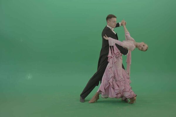smooth ballroom dance footage in 4k green screen