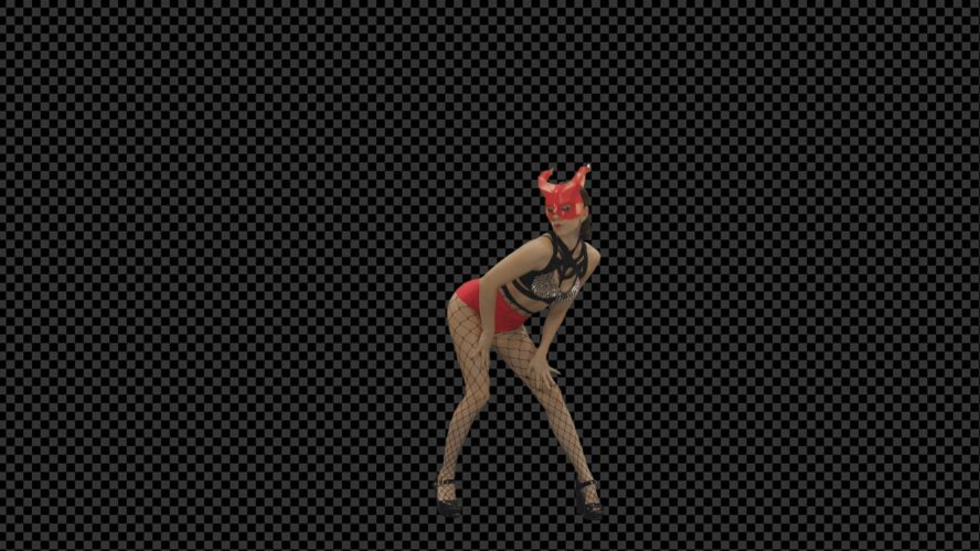 PJ-Demons-Go-Go-Dance-Woman-Red-Mask-Dancers-Green-Screen-Stock