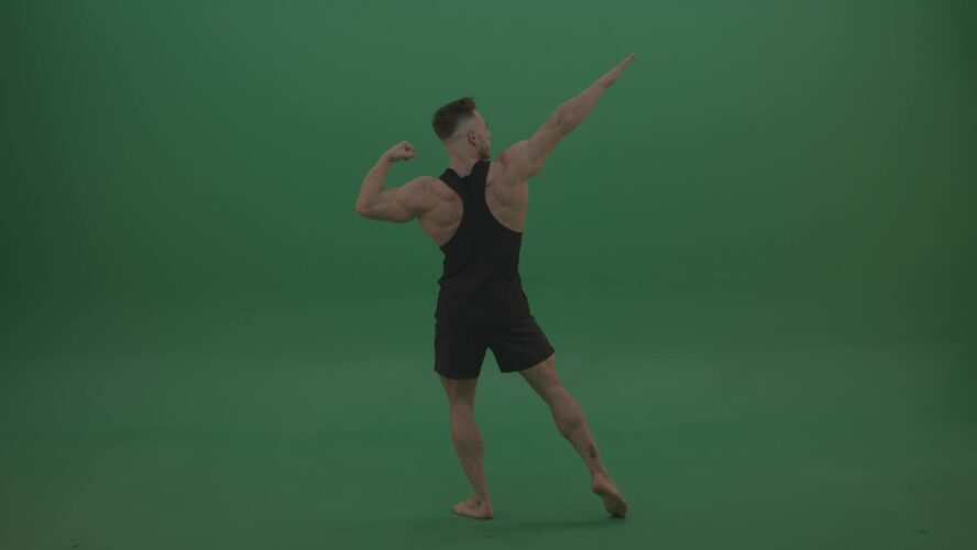 green screen sport bodybuilder man video footage 4K