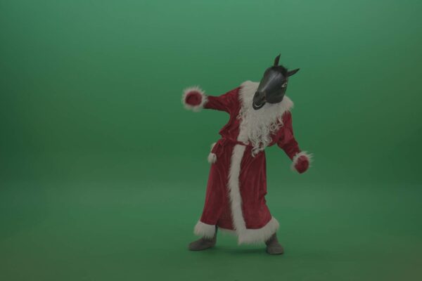 santa claus with horse head santa claus 4K green screen video footage