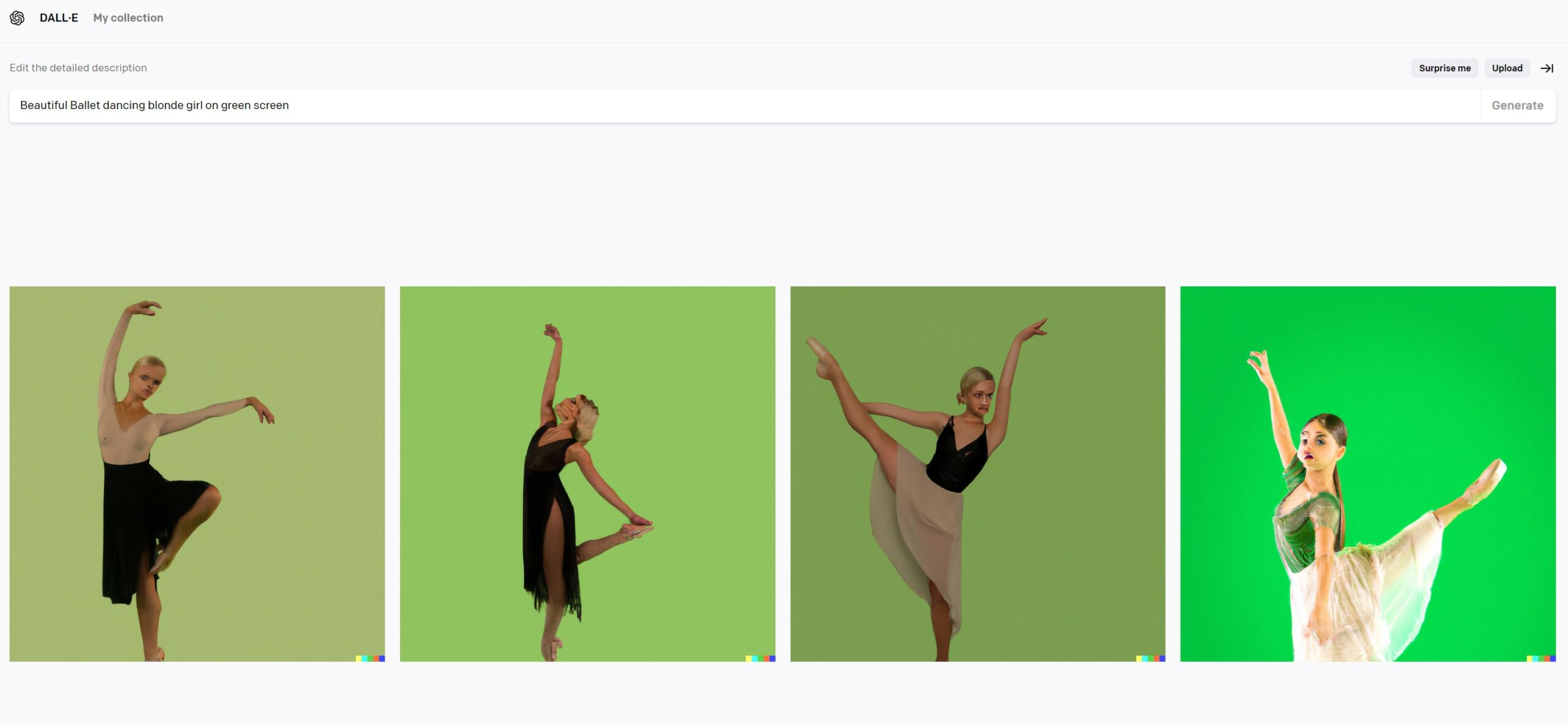 Beautiful Ballet dancing blonde girl on green screen generated by AI