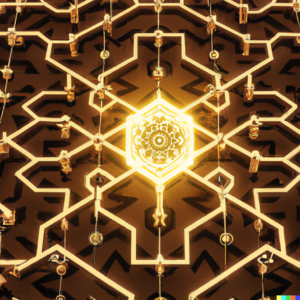Blockchain pattern in arabic ornament style