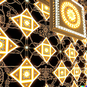 Blockchain pattern in arabic ornament style AI generated image