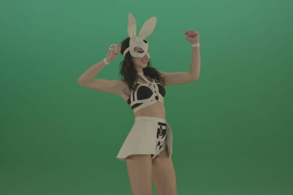 Dancing-Girl-in-Rabbit-bunny-costume-on-Green-Screen-Video-Footage-Pack-4K-