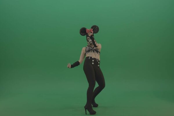 BDSM girl dancing in mouse sexy mask on green screen video