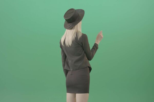 luxury woman working with virtual touch screen on green screen video footage
