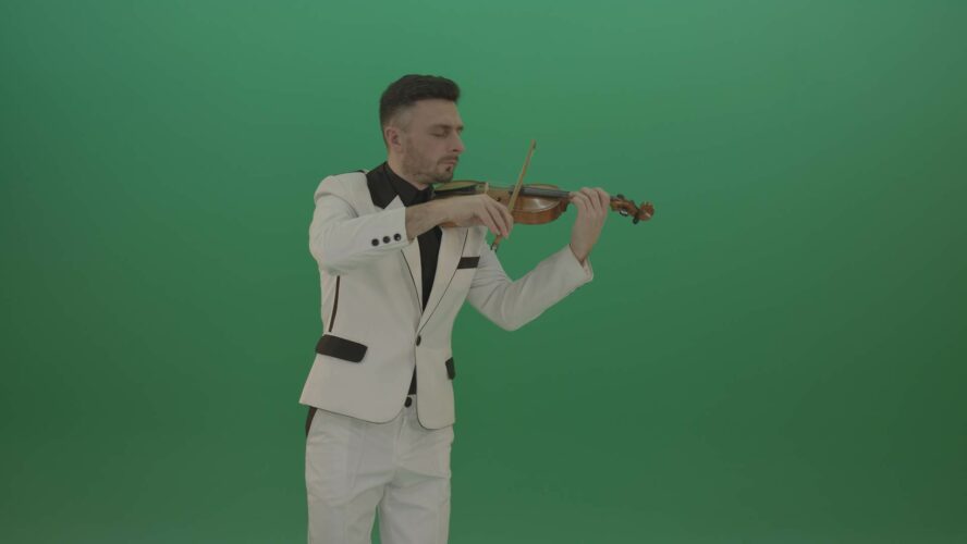 violin music player on green screen