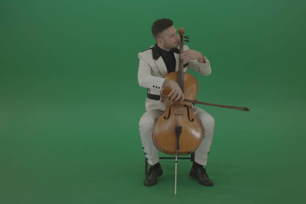 cello music player on green screen video