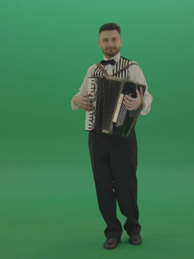 One-Man-orchestra-on-green-screen-4K-Video-Footage