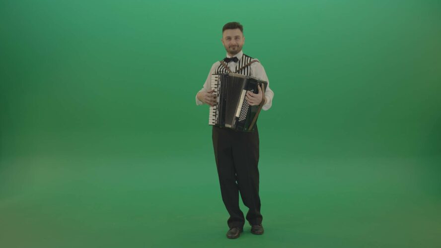 One-Man-orchestra-on-green-screen-4K-Video-Footage