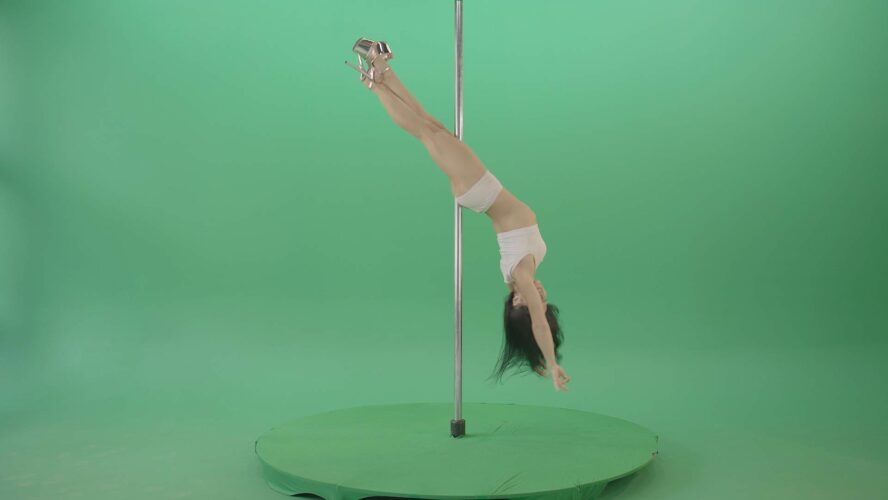 Pole-Dance-Strip-Girl-in-white-on-Green-Screen-Video-Footage-4K-limeartgroup