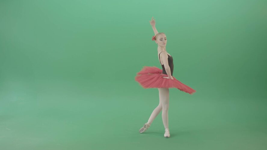 ballerina dancing on green screen ballet video footage 4K