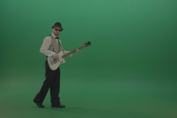 one man orchestra plays on green screen 4k video footage