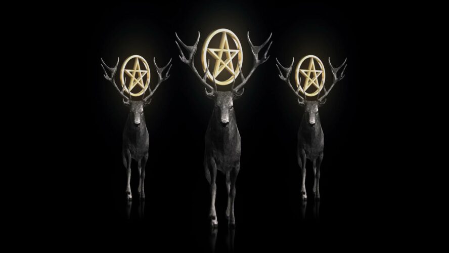 Stag deer abstract video art with pentagram vj loop