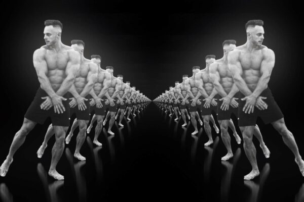 silhouette of bodybuilder man video footage