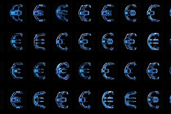 EUR Currency digital Cyberpunk video art vj loop